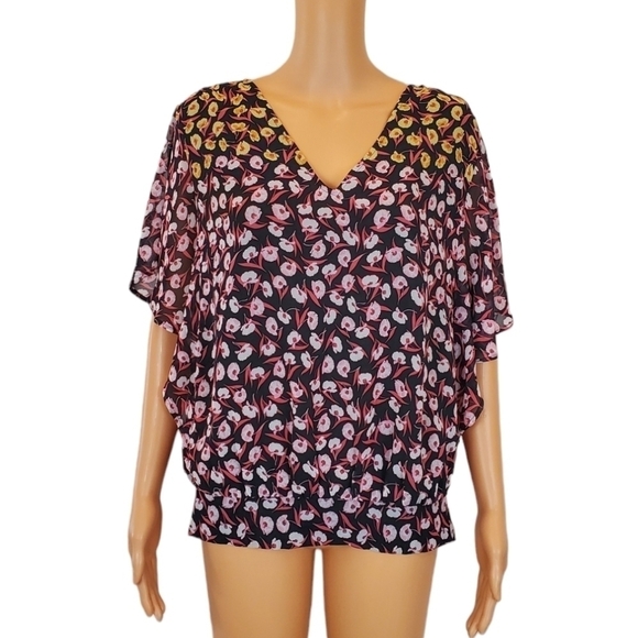 Ann Taylor factory floral short sleeve blouse - Picture 2 of 9